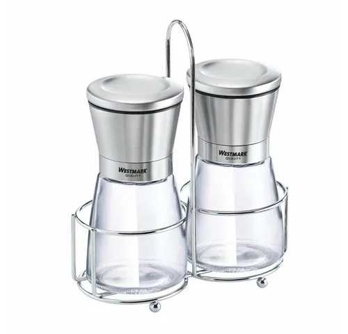 WESTMARK Salz- und Pfeffermühle Set mit Ständer - Küchenhelfer mit elegantem Design, stufenlos einstellbarem Mahlgrad und hochwertigem Keramikmahlwerk für perfekte Würze. Inklusive praktischen Ständer für einfachen Transport.