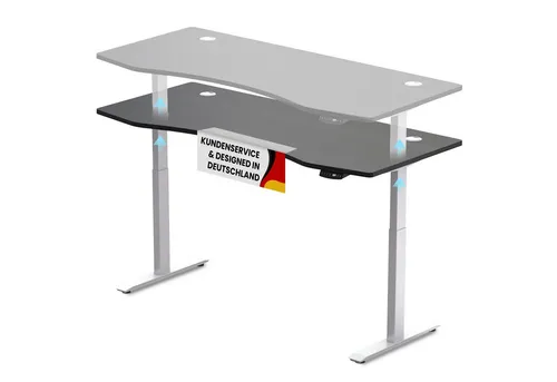PROMAFIT Arbeitstisch Schreibtisch Stehtisch mit elektrischer Höhenverstellung (Set, 1-St., Tischplatte mit Gestell (optinal mit Doppellenkrollen), Tischplatte 180 oder 150 cm & 3 Memory Funktionen