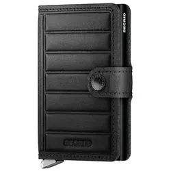 Secrid Premium Kollektion Miniwallet Emboss Lines - Edles Black Design - Portemonnaies mit Platz für bis zu 6 Karten, aus hochwertigem spanischem Schafsleder, personalisierbar und mit luxuriösem goldfarbenem Metallhebel.