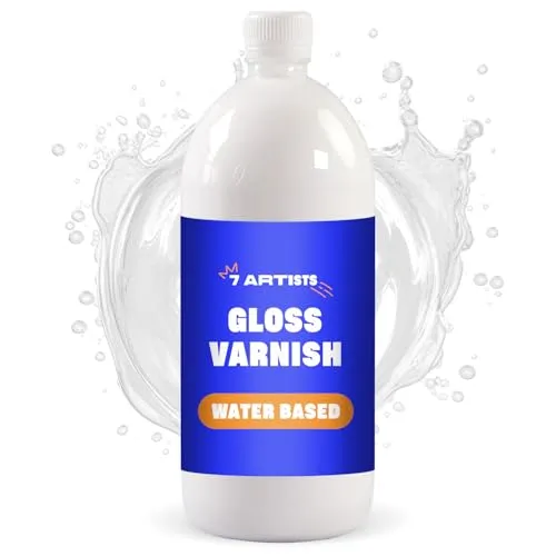 Artists Acryllack Farblos 1000 ml - Glänzender Klarlack für Acrylfarben - Lacke: Wasserbasierter, lösungsmittelfreier Acryllack schützt Kunstwerke und sorgt für ein glattes Finish. Ideal für Holz, Steine und Leinwand!