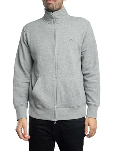 Gant Herren Sweatjacke SHIELD grau L - Hochwertige Herren-Sweatjacke aus 87% Baumwolle, ideal für lässige Outfits. Bequem und stylisch mit unifarbenem Design, perfekt für jede Gelegenheit.