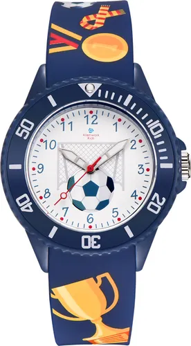 Alienwork Fußball Lernuhr für Kinder - Robuste Armbanduhr für Jungen und Mädchen mit wasserdichtem 5 ATM Gehäuse und hautfreundlichem Silikonarmband, ideal für das Lernen der Uhrzeit.