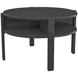 Moderner Couchtisch - schwarz matt - Ø 74,7 cm - Stylischer Couchtisch mit 4 Ablageböden für optimalen Stauraum, perfekt für jeden Wohnstil. Nachhaltig gefertigt und CO2-neutral.