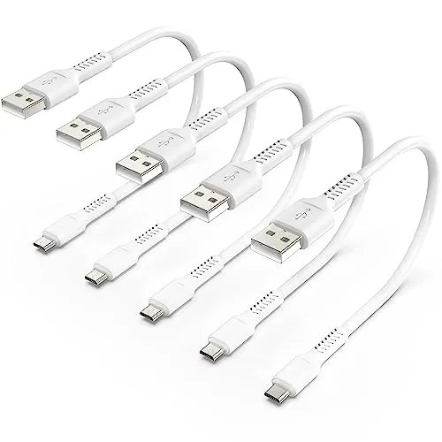 30cm Micro USB Kabel Kurz [5Stück], USB 2.0 Typ A auf Micro USB Ladekabel und Datenkabel Micro B Schnellladekabe Kompatible mit Samsung Galaxy S7 S6 Note 5, Huawei, Nexus, Kindle, Xbox, PS4