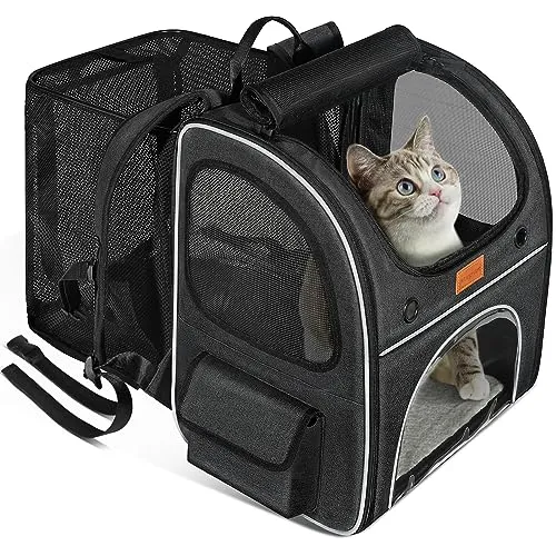 Morpilot Katzenrucksack Hunderucksack für Katzen Hunde Grau 35x30x42cm