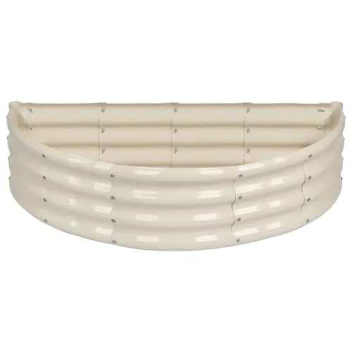 Harbour Housewares 1x Halbkreisförmig Hochbeet aus Verzinktem Stahl - 120cm x 60cm - Elfenbein - Groß Draussen Gemüse Wachsen Pflanzer Trog Kasten