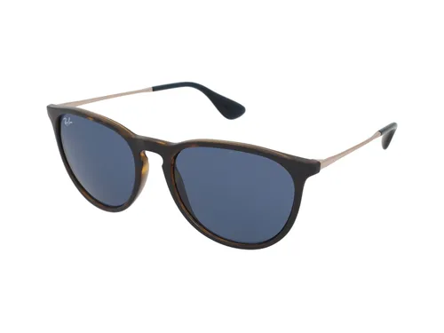 Ray Ban Erika RB4171 6390/80 54-18 - Sportbrille für Damen mit ovalem Design, leichter und widerstandsfähiger Kunststoffrahmen in modernem Havana Dekor und blauen Gläsern, ideal für stilvolle Outfits.
