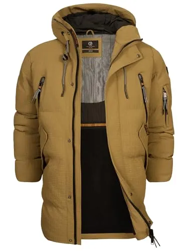 Indicode Herren INLondoy Parka mit Kapuze – Modische Steppjacke für Männer - Vielseitiger Parka mit mehreren Außentaschen für sicheren Stauraum. Elastische Bündchen und langer Schnitt bieten optimalen Schutz und Komfort im Winter.