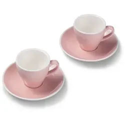 Terra Home Espressotasse 2er Espressotassen-Set, Rosa glossy 90 ml mit Untertasse, Porzellan, spülmaschinenfest,extra dickwandig rosa