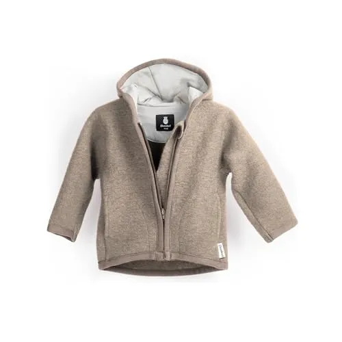 Ehrenkind® Walkjacke Beige Gr. 98/104 - Merino Schurwolle für Kinder - Funktionsjacke aus hochwertiger Merino Schurwolle, wasser- und schmutzabweisend, ideal für aktive Kinder. Hergestellt in Europa unter fairen Bedingungen.