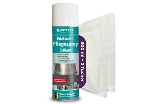 HOTREGA® Edelstahl Pflegespray Edelstahlreiniger Aluminiumreiniger Edelstahlreiniger (Schlierenfreie Reinigung & Pflege Vermindert Fingerabdrücke, Für Küche, Haushalt & Geräte)