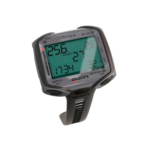 Mares Dive Computer Quad 2 (Black) - Tauchcomputer mit Bülmann ZH-L16C-Algorithmus für präzise Dekompressionsberechnungen und Multi-Gas-Unterstützung. Ideal für Taucher, die Wert auf Sicherheit und Vielseitigkeit legen.