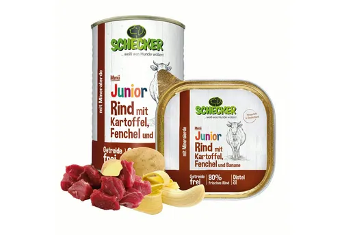 Schecker Nassfutter Hundemenü Junior Rind von Schecker