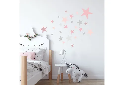 Wandtattoo Kinderzimmer Sterne Design - Wandtattoo für Kinderzimmer, selbstklebend und modern mit bunten Sternen, ideal für Schlafzimmer und Spielzimmer.