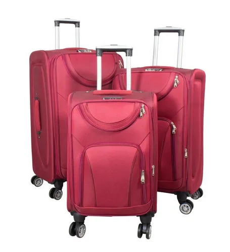 Nylon Weichgepäck Koffer Trolleyset Maribor Rot - Erweiterbares Trolleyset in modernem Rot, leicht und ideal für Reisen. Aus strapazierfähigem Nylon mit 4 Rollen für müheloses Manövrieren und einem praktischen Teleskopgriff.