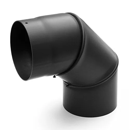 raik Rauchrohrbogen Ofenrohrbogen 0-90° drehbar 3-teilig 120 mm Durchmesser Stahlblech 2 mm Schwarz