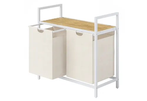 STEELSØN Ausziehwäschekorb Rigil (weiß mit Bambus-Ablage) in weiß von STEELSØN