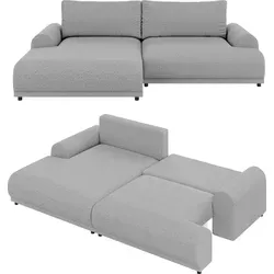 ECKSOFA Lounge mit Schlaffunktion und Bettkasten - Modernes Ecksofa in Grau mit Schlaffunktion und praktischem Bettkasten, ideal für entspannte Abende und Übernachtungsgäste.