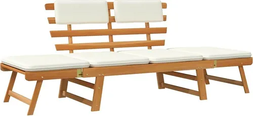 vidaXL Gartenbank 42647, 4-Sitzer mit Rückenlehne - Wetterfeste Gartenbank aus Akazienholz, mit verstellbaren Seitenteilen für flexible Nutzung als Sonnenliege. Inkl. bequemer Kissen für optimalen Sitzkomfort.