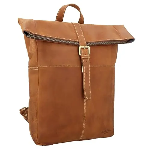 Gusti Leder Rucksack Rolltop Henning - Mittelgroßer Rolltop-Rucksack aus widerstandsfähigem Ziegenleder, ideal für Büro und Freizeit. Mit durchdachter Aufteilung für optimale Platznutzung und wasserfestem Innenstoff für zusätzlichen Schutz.