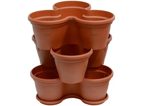 Engelland Blumenständer Säulentopf - Hochbeet und Kräuterbeet im Vorteils-Set - Blumenständer aus robustem, UV-beständigem Kunststoff, stapelbar und platzsparend. Perfekt für Gartenliebhaber mit 11 Litern Fassungsvermögen je Ebene.