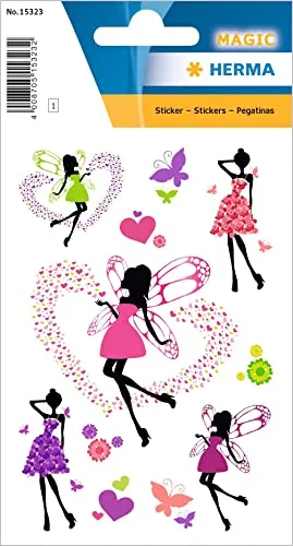 HERMA 15323 Diamond Glittery Sticker, Zauberfee (10 Aufkleber, Folie, glitzernd) selbstklebend, permanent haftende Motiv Etiketten für Mädchen und Jungen, bunt