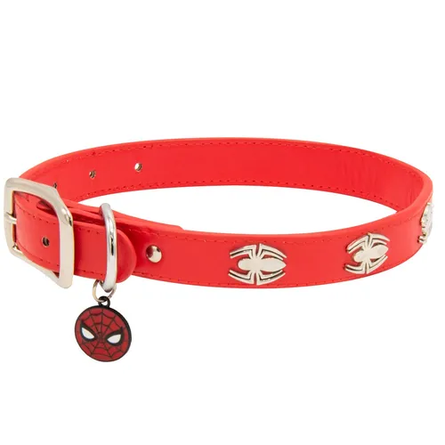 PU Collar Spider-Man Red PU w/Spider Embellishments & Metal Charm X- (US IMPORT)
