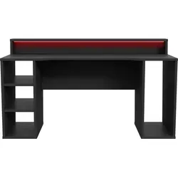 Gamingtisch >TEZAUR< LED-Wechselbeleuchtung, 5 Fächer, schwarz - 160x91x72cm (B/H/T) - Grau