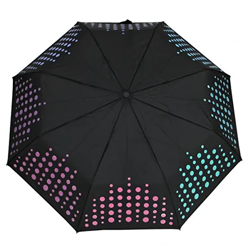 Taschenschirm mit Auf-Zu-Automatik und Farbwechsel-Effekt - Schwarz - Regenschirm für Damen mit innovativem Farbwechsel bei Nässe, windproof und ergonomischem Griff für höchsten Komfort. Perfekt für stilvolle Regentage!