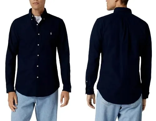 Ralph Lauren Herren Langarm Hemd - Custom Fit in Navy (M) - Elegantes Polo Ralph Lauren Popeline-Hemd in Navy, maßgeschneiderte Passform für optimalen Tragekomfort. Perfekt für vielseitige Outfits und einen lässigen, stilvollen Look.