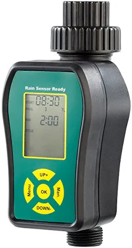 Royal Gardineer Bewässerungscomputer: Automatische Bewässerungsuhr für Garten - Zeitschaltuhr für automatische Bewässerung mit bis zu 6 programmierbaren Bewässerungen täglich und übersichtlichem LCD-Display. Ideal für Gartenliebhaber, die effizient gießen möchten.