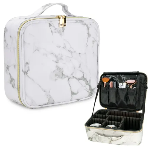 Make-Up Tasche Kosmetikbeutel Grau-Weiß Marmor - Stylische Reisetasche für Kosmetik, mit praktischem Organizer und edlem Grau-Weiß Marmor Design, ideal für Reisen oder den täglichen Gebrauch.