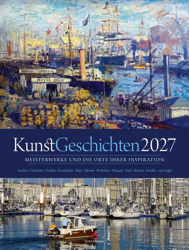 Ackermann Wandkalender KunstGeschichten 2027 - Entdecken Sie Meisterwerke der Kunst mit unserem hochwertigen Wandkalender. Er vereint beeindruckende Gemälde und aktuelle Fotos der Entstehungsorte in einem großen Format von 50x66 cm. Ideal für Kunstliebhaber und als Geschenk.