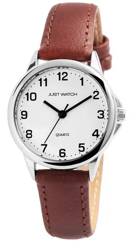 Just Watch Quarzuhr Brigitt Damenuhr mit Echt Lederarmband in silber von JUST WATCH