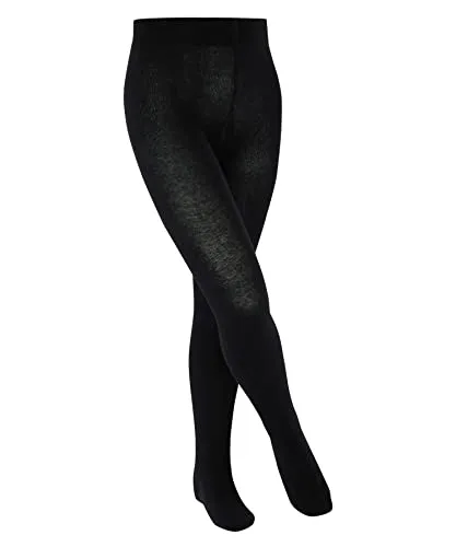 ESPRIT Unisex Kinder Strumpfhose Foot Logo K Ti Baumwolle dick einfarbig 1 Stück, Schwarz Black 3000, 110-116
