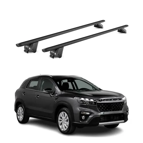 OMAC Dachträger Gepäckträger für Suzuki S-Cross 2022-2025 - Dachgepäckträger aus leichtem Aluminium, abnehmbar und wasserdicht. Perfekt für Fahrräder, Skis und Gepäck, mit aerodynamischem Design für weniger Windgeräusche und einfache Montage.