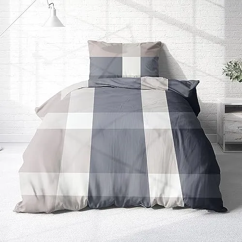 Träumschön Premium Bettwäsche 155x220 - Kariertes Design für Sommernächte - Bettwäsche-Sets aus atmungsaktiver Baumwolle, bügelfrei und Öko-Tex zertifiziert, ideal für angenehme Träume in warmen Nächten.
