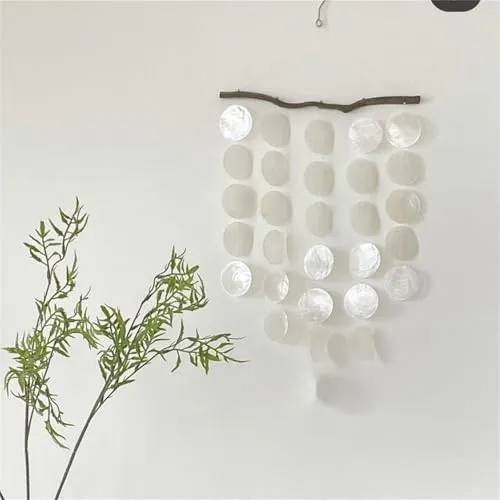 Produktbild Muschel Mobile, Boho Mobiles Windspiel Anhänger, Mobile für Fenster,Windspiele Weiß,Fensterschmuck Traumfänger Gartendeko,30x15cm