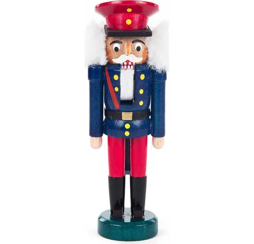 Dregeno Erzgebirge Nussknacker Eisenbahner blau-rot (14cm) - Nussknacker, handgefertigt aus dem Erzgebirge, detailreiche Miniaturfigur, die Tradition und Kunstfertigkeit vereint.