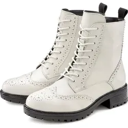 Schnürboots LASCANA Damen Gr. 37, Weiß - Modische Schnürstiefeletten aus 100% Schafsleder, ideal für stilvolle Outdoor-Abenteuer. Mit praktischem Reißverschluss für einfachen Einstieg.