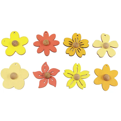 Holzblumen Hängedeko Gelb Orange Sommerdeko 4,5cm 24 Stk, 24 Stück