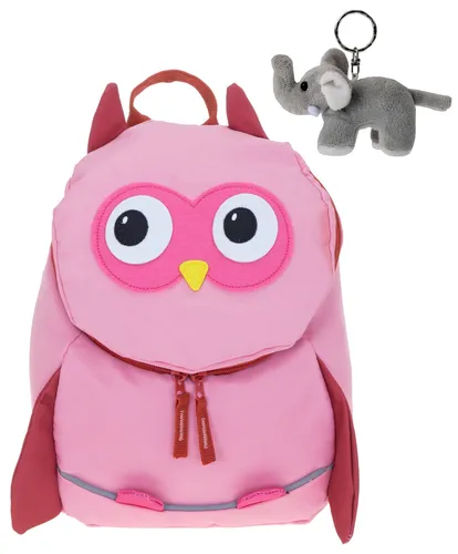 Rucksack Mädchen Elephant Kids - Mini Kindergartenrucksack Eule Rosa - Taschen & Rucksäcke, leichter und gepolsterter Rucksack mit süßem Tiermotiv, perfekt für den Kindergarten und Ausflüge.