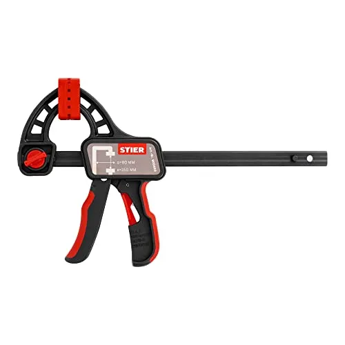 STIER Einhandzwinge 150 mm - Universelle Spannlösung - Schraubstöcke, Schraubzwingen & Spannvorrichtungen: Ergonomische Einhandzwinge mit 2.000 N Spannkraft für sicheren Halt und einfache Handhabung. Ideal für Holzarbeiten und mehr.