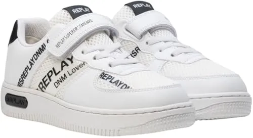 Replay Jungen Sneaker mit Klettverschluss, Schwarz (Black White 008), 32