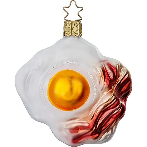 Inge-glas - Christbaumschmuck, Weihnachtsbaumschmuck - Bacon & Ei - Glas - Farbe: Mehrfarbig - Höhe 8 cm
