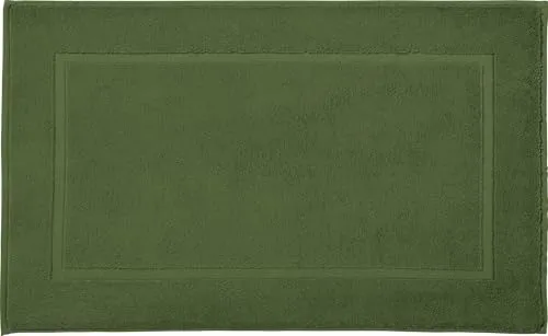 REDBEST Duschvorlage, Badteppich New York dunkelgrün Größe 50x80 cm - saugstark, sehr strapazierfähig, hautsympathisch, trittweich, 100% Baumwolle