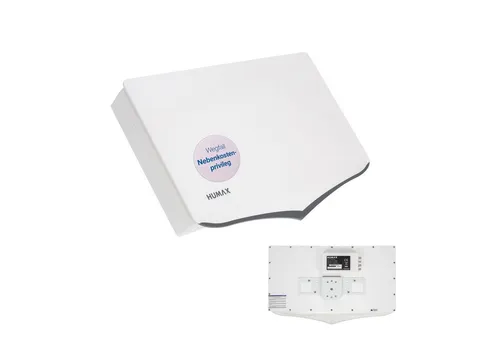 HUMAX Flat H40D4 Flachantenne mit Quad LNB - SAT-Antenne für 4 Teilnehmer, wetterfest und ideal für Balkon oder Camping, bietet umfassenden Empfang wie eine 60 cm Schüssel.