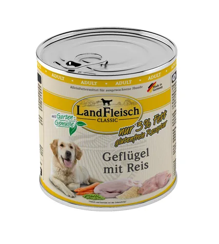 Landfleisch Classic Hundenassfutter Adult glutenfrei 800 g Geflügel mit Reis
