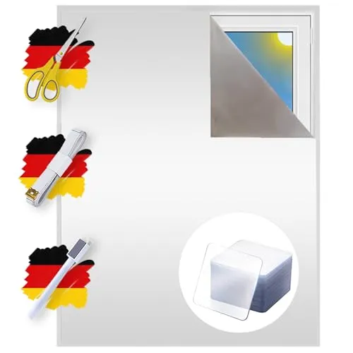 Verdunklungsstoff Meterware | Hitzeschutz oder Kälteschutz | Sonnenschutz zu 100% Verdunkelung | Folie mit Thermobeschichtung für alle Fenster | Rollo ohne bohren | Blackout (Perlweiß mit Nano Tape)