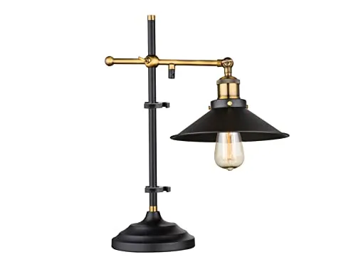 meineWunschleuchte Tischleuchte, Höhenverstellbar und Schwenkbar - Tischlampe in Schwarz/Altmessing, ideal für jeden Raum. Mit 3 Stufen Dimmer und elegantem Design, perfekt für stimmungsvolle Beleuchtung.